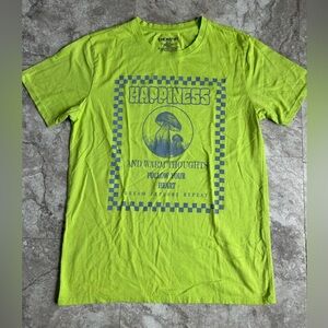 Chemistry Happiness & Warm Thoughts Mushroom Graphic Tee in Lime Green LG